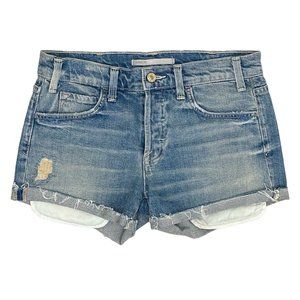 Vince Distressed Cuffed Cut Off Boyfriend Denim Shorts in Vintage Wash Size 24